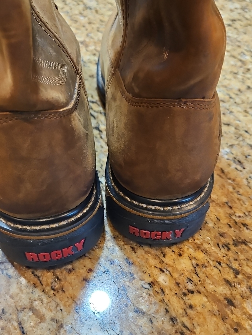Rocky Men’s Brown Leather Western Work Boots - Picture 5 of 7